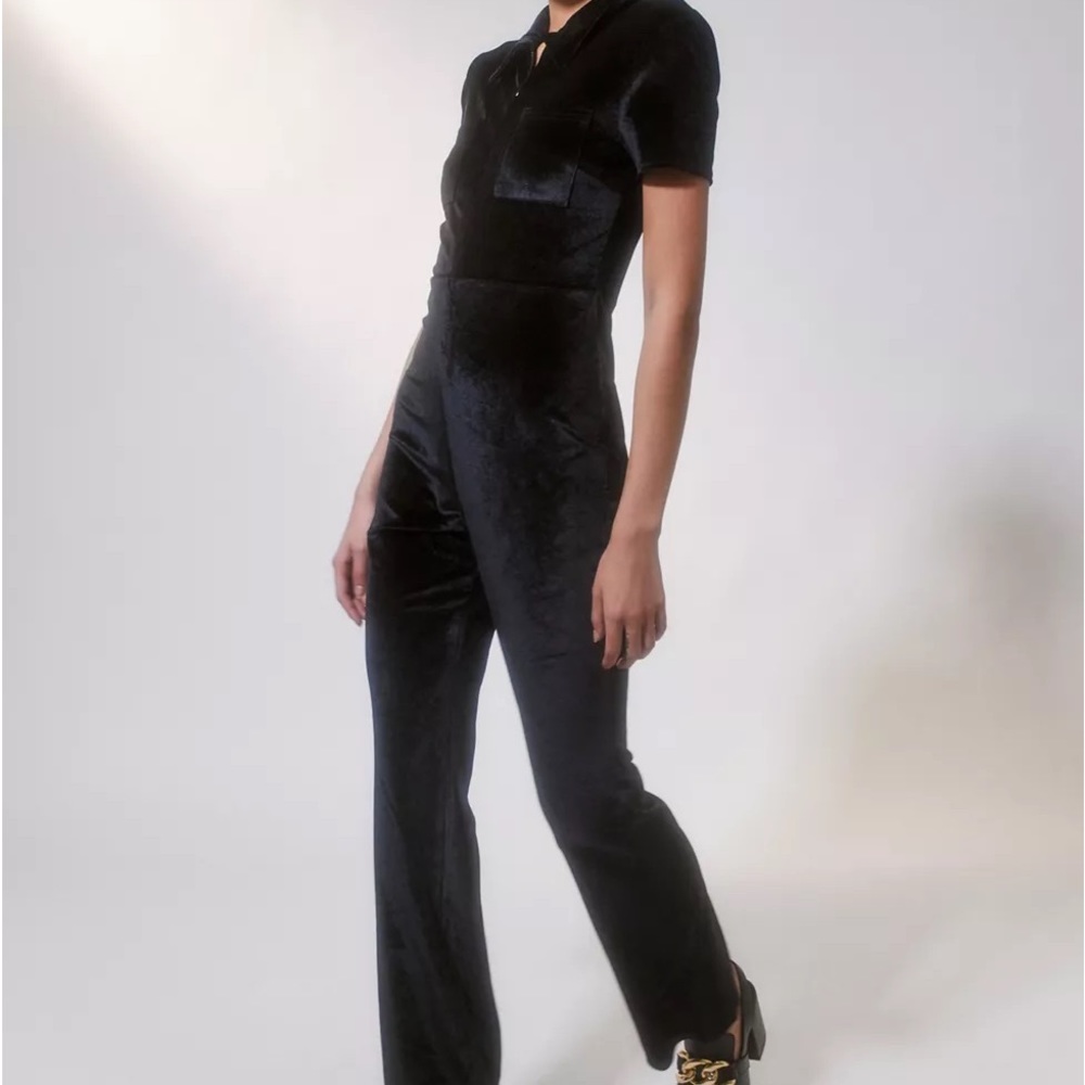 URBAN OUTFITTERS Matilda Velvet Zip-Up Jumpsuit